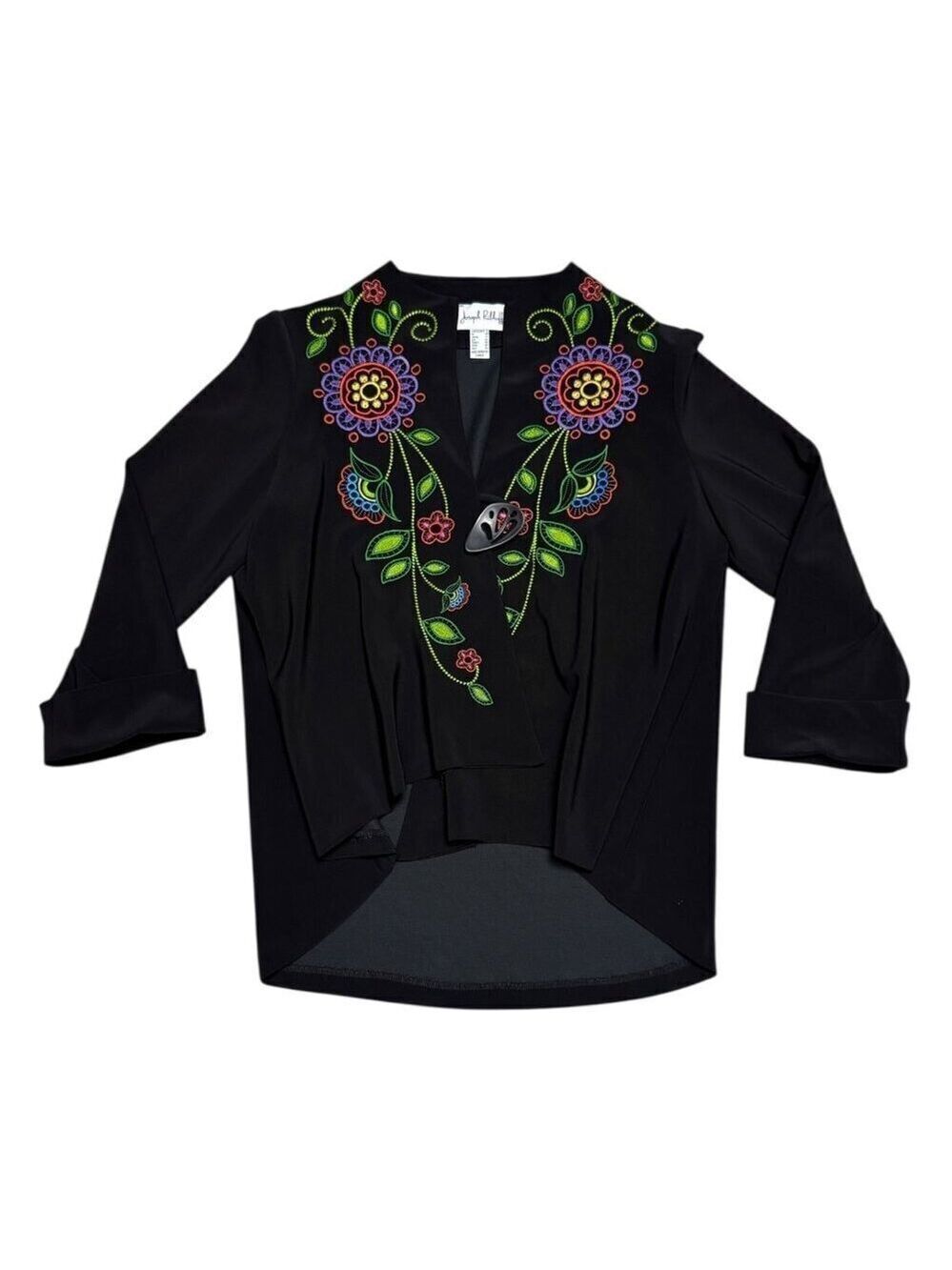 JOSEPH RIBKOFF Vintage Retro Casual Floral Flowers Blouse Jacket Womens Size 8